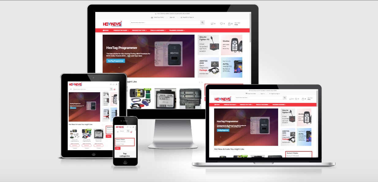 Responsive Website Presentation of Hovkeys - Automotive Locksmith Supplies